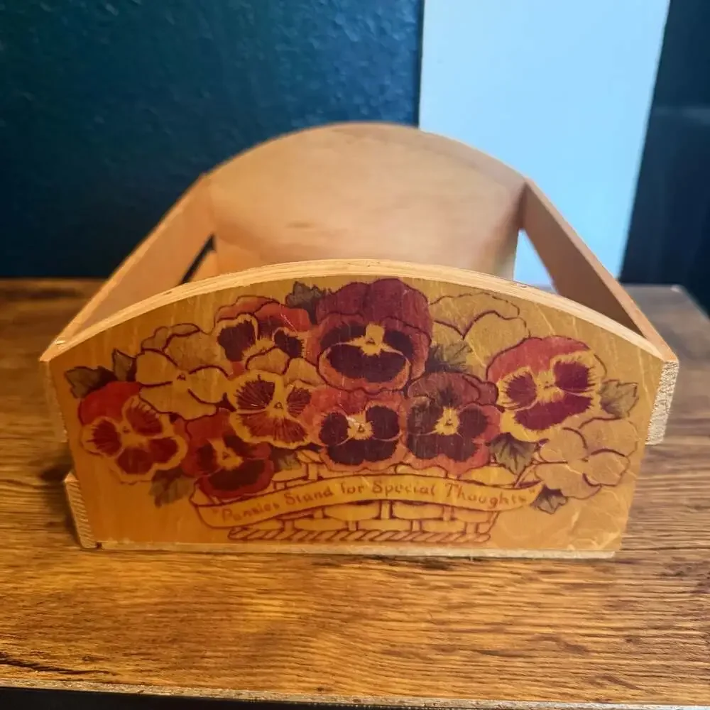 Vintage Hand-Painted Wooden Storage Crate